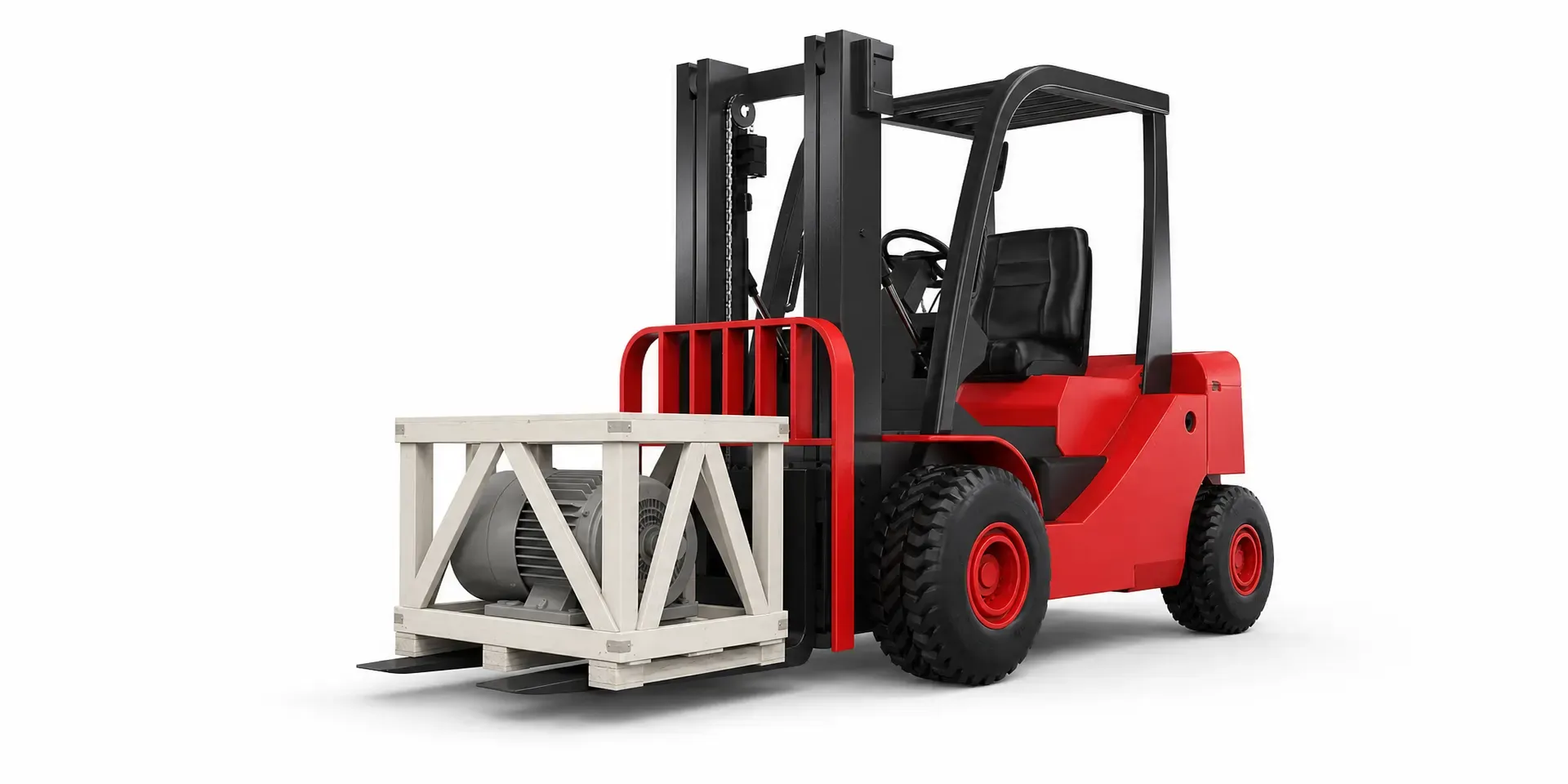 A forklift moving a crated motor, representing the shipping stage of a lead time claim