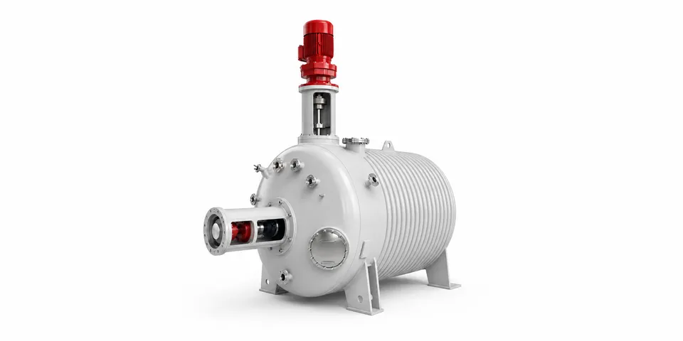 Agitated chemical reactor vessel with a top-mounted LEADGO motor