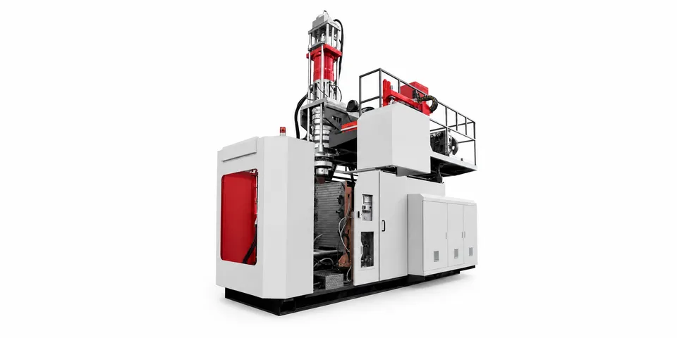 Blow moulding machine with a LEADGO drive motor